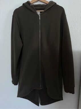 Reserved Olive Green Full-Zip Hooded Sweatshirt